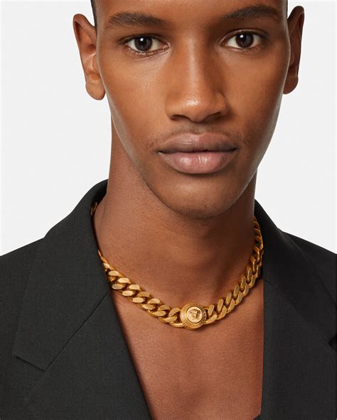 versace men's necklace|Versace medusa necklace men's.